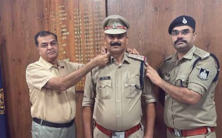 रीडर एएसआई दिनेश पांडे बने सब इंस्पेक्टर, एसपी ने कंधों पर लगाए नए सितारे