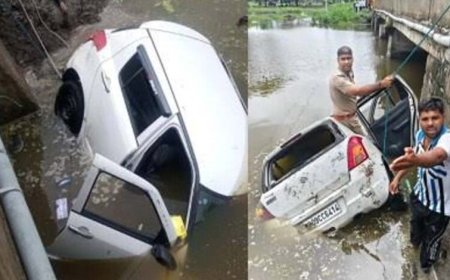 राजगढ़ में तालाब में गिरी तेज रफ्तार कार, पांच लोगों की दर्दनाक मौत हुई