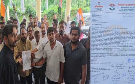 मंडी शुल्क बढ़ोतरी के विरोध में कांग्रेस का प्रदर्शन, मुख्यमंत्री के नाम सौंपा ज्ञापन