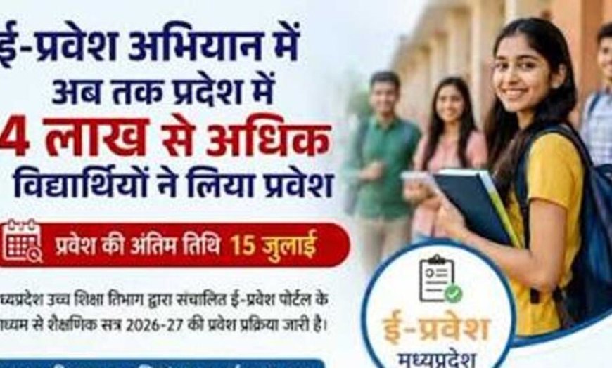 ई-प्रवेश से 4 लाख 89 हजार विद्यार्थियों को मिला घर बैठे प्रवेश