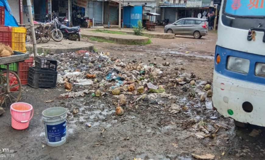 बस स्टैंड बना कचरे का भंडार जिम्मेदार व्यक्ति मौन